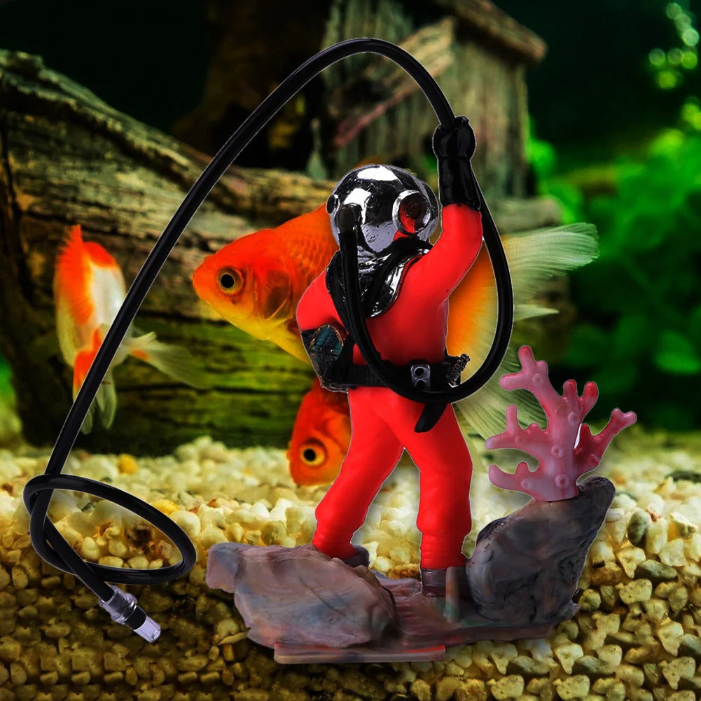 Shunmaii Fish Tank Decoration Resin Diver Treasure Hunt Ornament