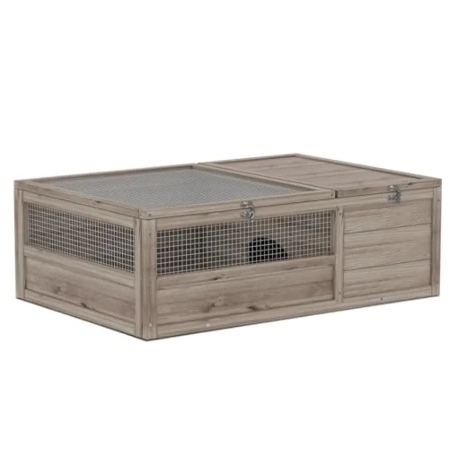 NONECN Tortoise Cage Two-Room Habitat Wooden Reptile Enclosure