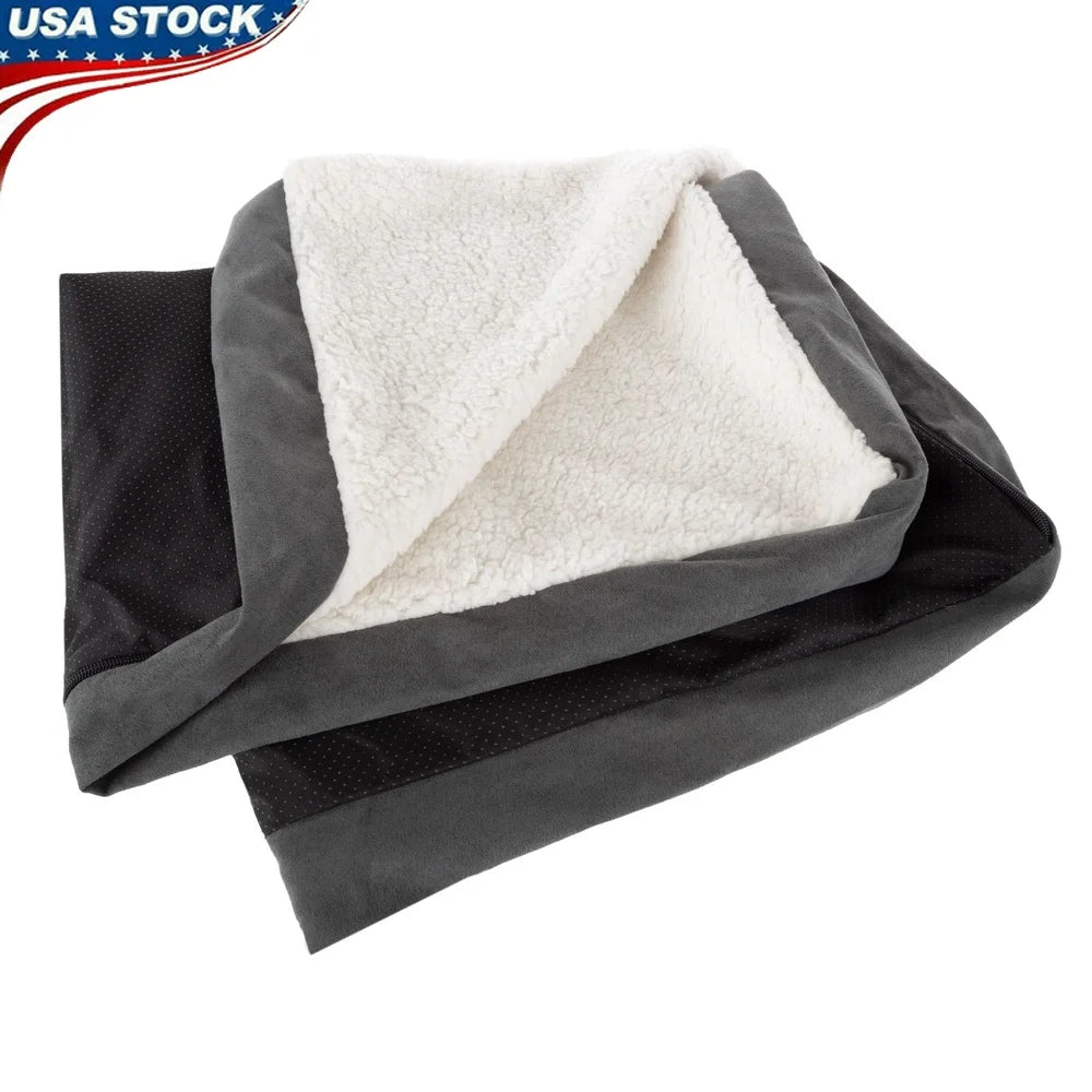 Dog Bed Replacement Cover Non-Slip Sherpa Micro Suede