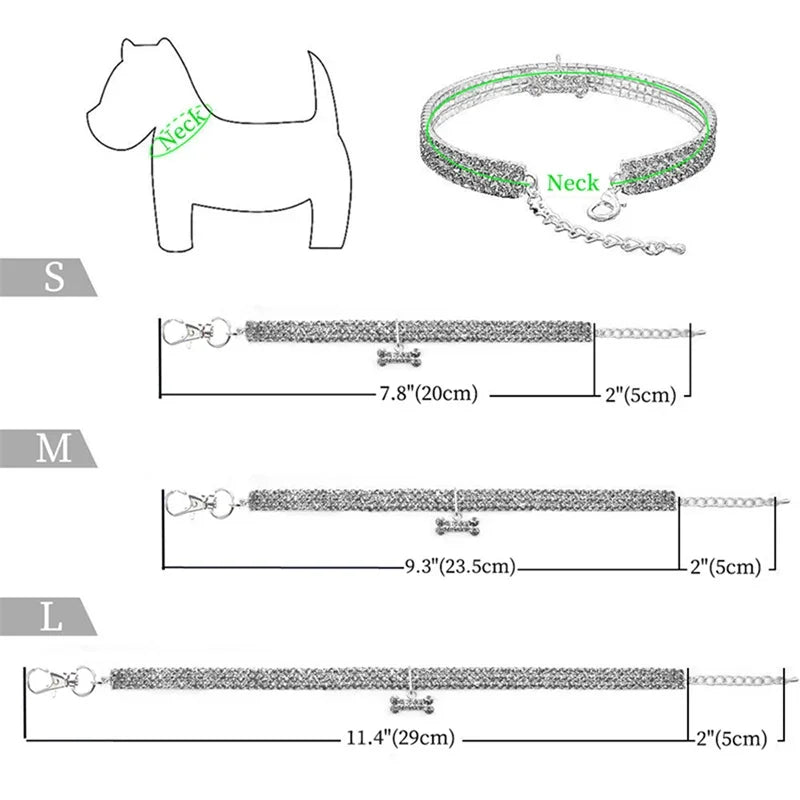 Dog Collar Bling Rhinestone For Small Medium Dogs Pets