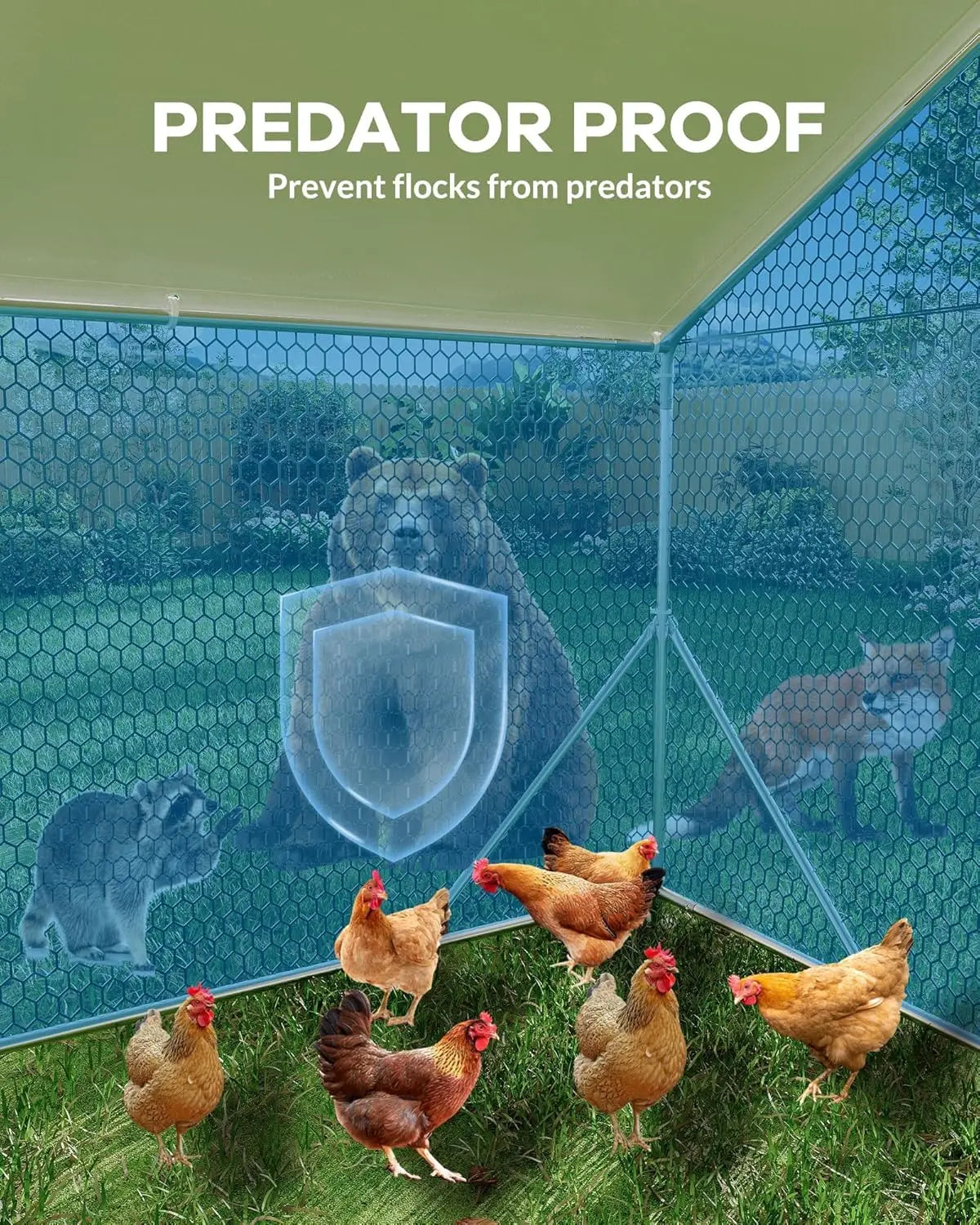 TWISTER.CK Chicken Coop Walk-In Metal Run With Waterproof UV Cover