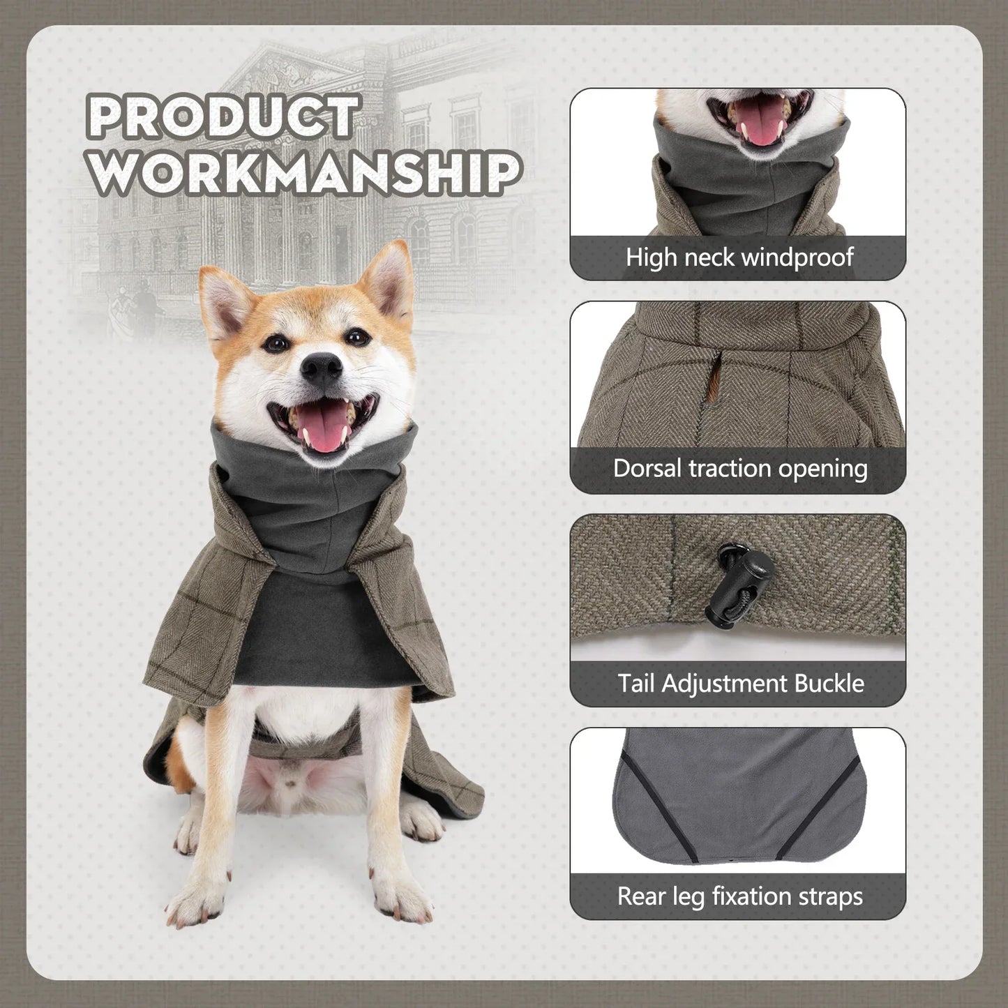 Dog Clothes Waterproof British Plaid Coat Essentials