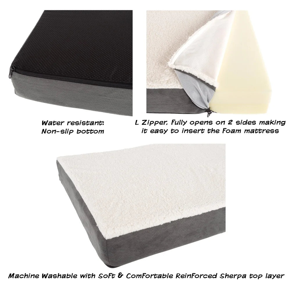Dog Bed Replacement Cover Non-Slip Sherpa Micro Suede