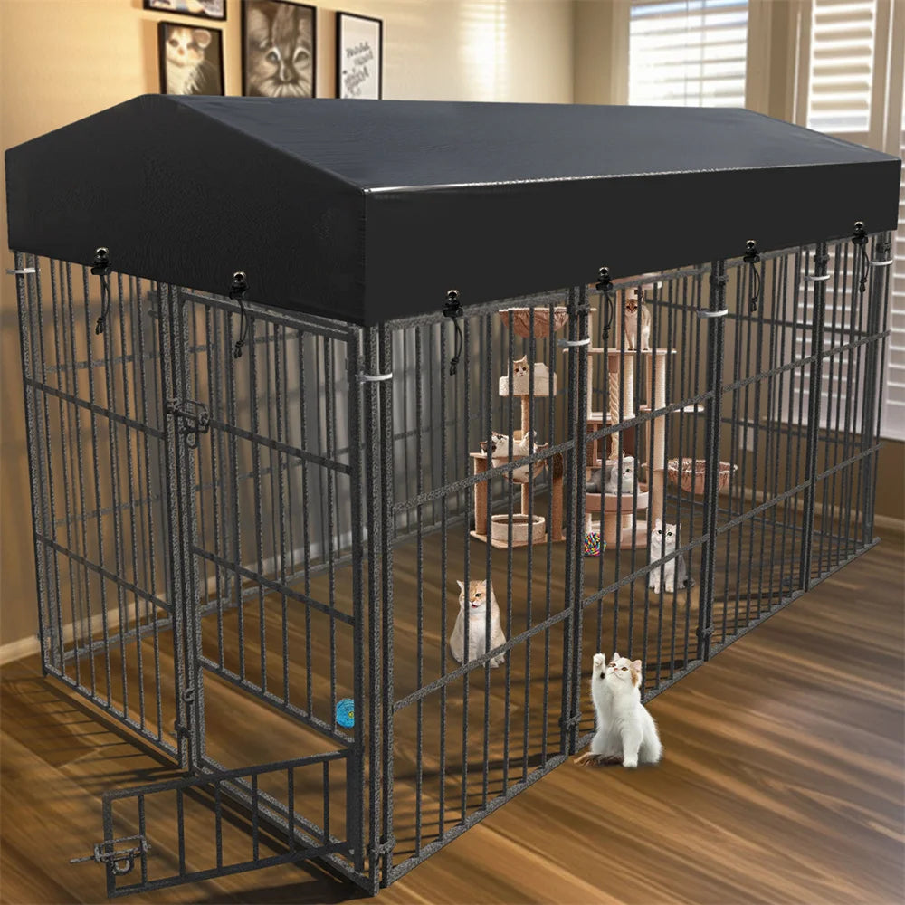 BORWARTH Heavy Duty Welded Metal Dog Kennel With Roof Cover