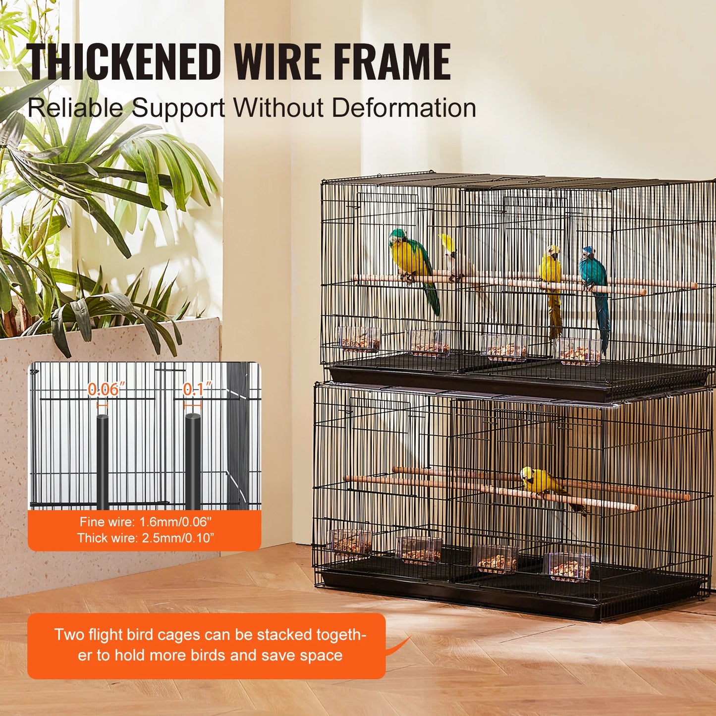 SucceBuy Bird Cage With Divider Durable Travel Companion