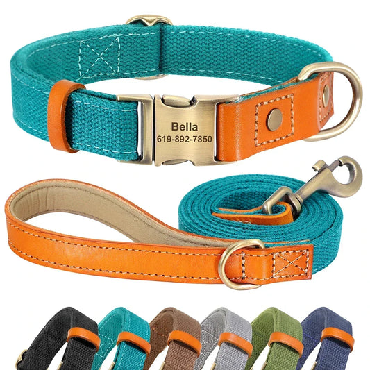 PET ARTIST Nylon Dog Collar Leash Set With Personalization