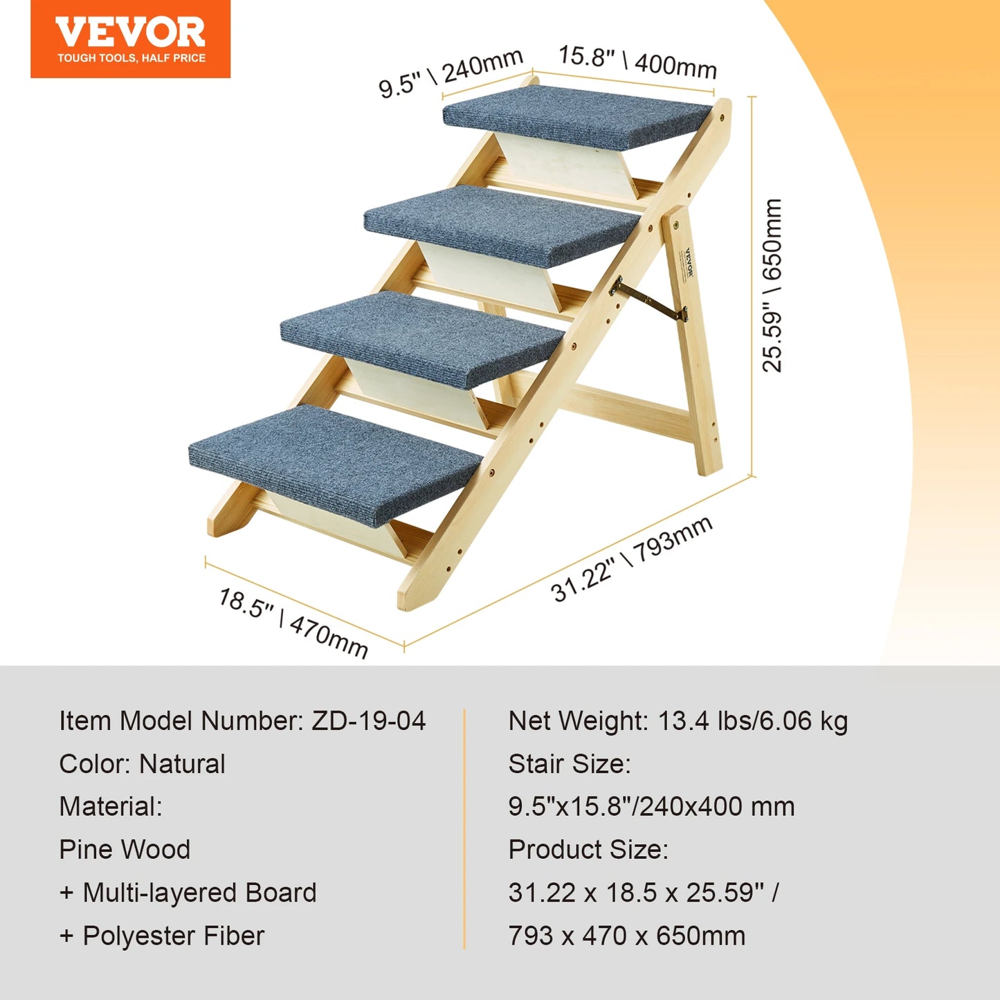 Dog Door Wooden Steps And Ramp TwoInOne Foldable Bed Access