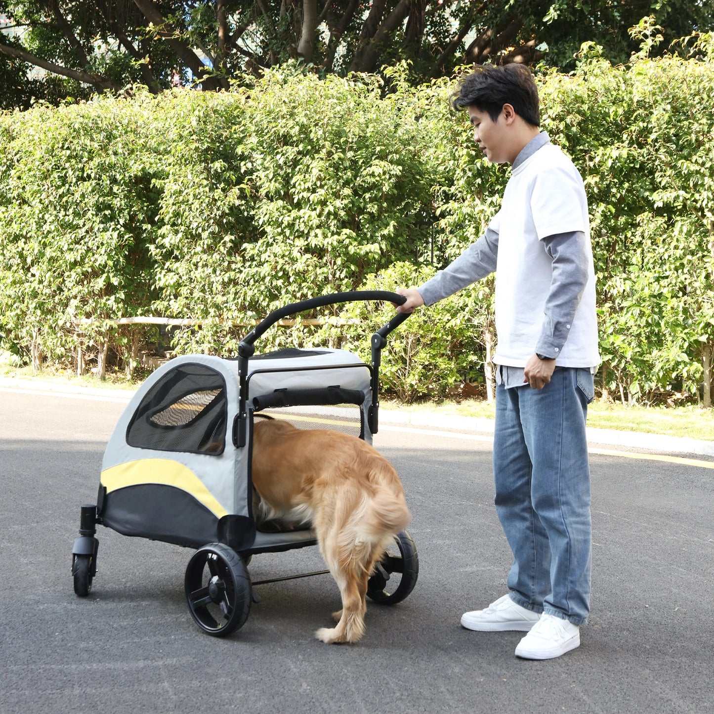 Dog Stroller Foldable Carrier for Outdoor Travel All Breeds
