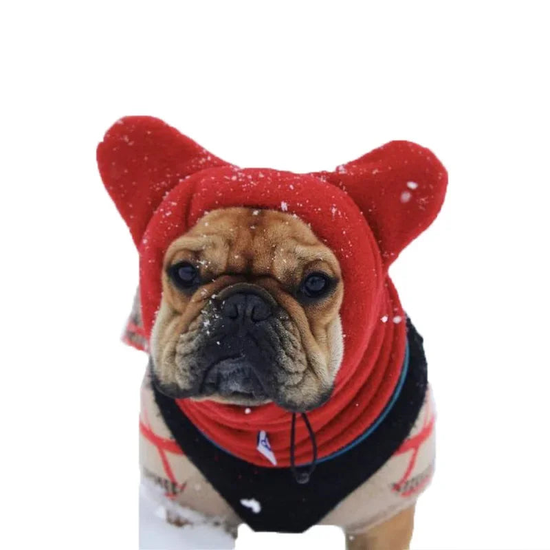 Dog Hat Fleece Bat Adjustable Winter Hat For French Bulldogs