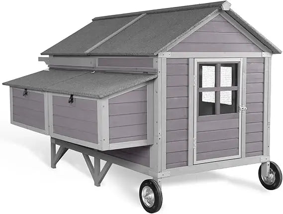 Chicken Coop Mobile With Large Wheels And Four Nesting Boxes
