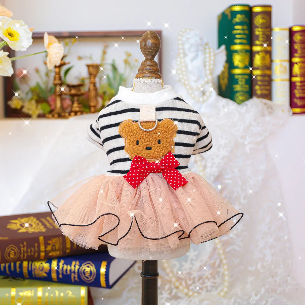Pet Dog Cat Universal Clothing Fluffy Gauze Blue Galaxy Wedding Dress Take Photos and Dress Up for Weddings Festivals Gatherings