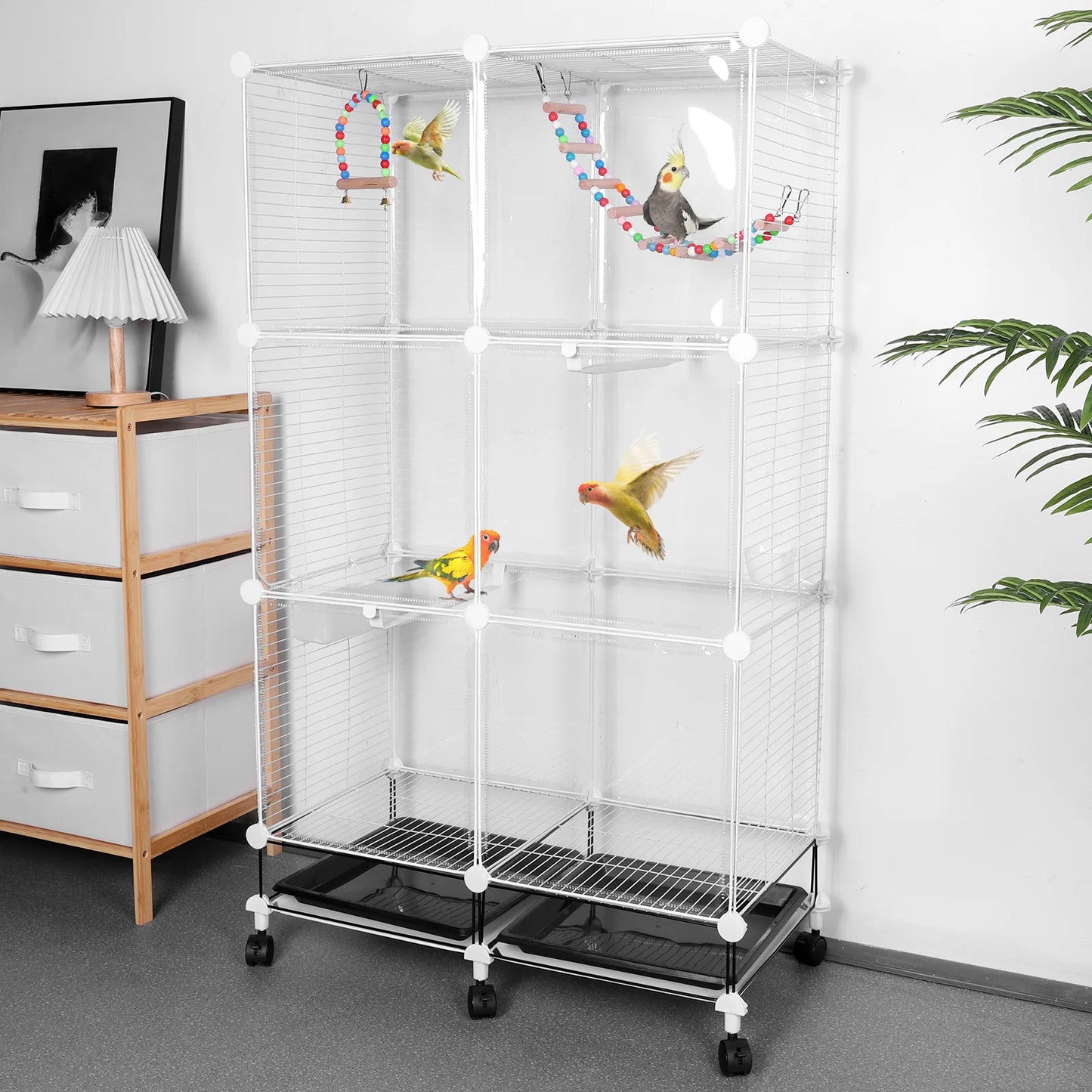 APWIKOGER Bird Cage Rolling Stand For Parrots Cockatiels Conures