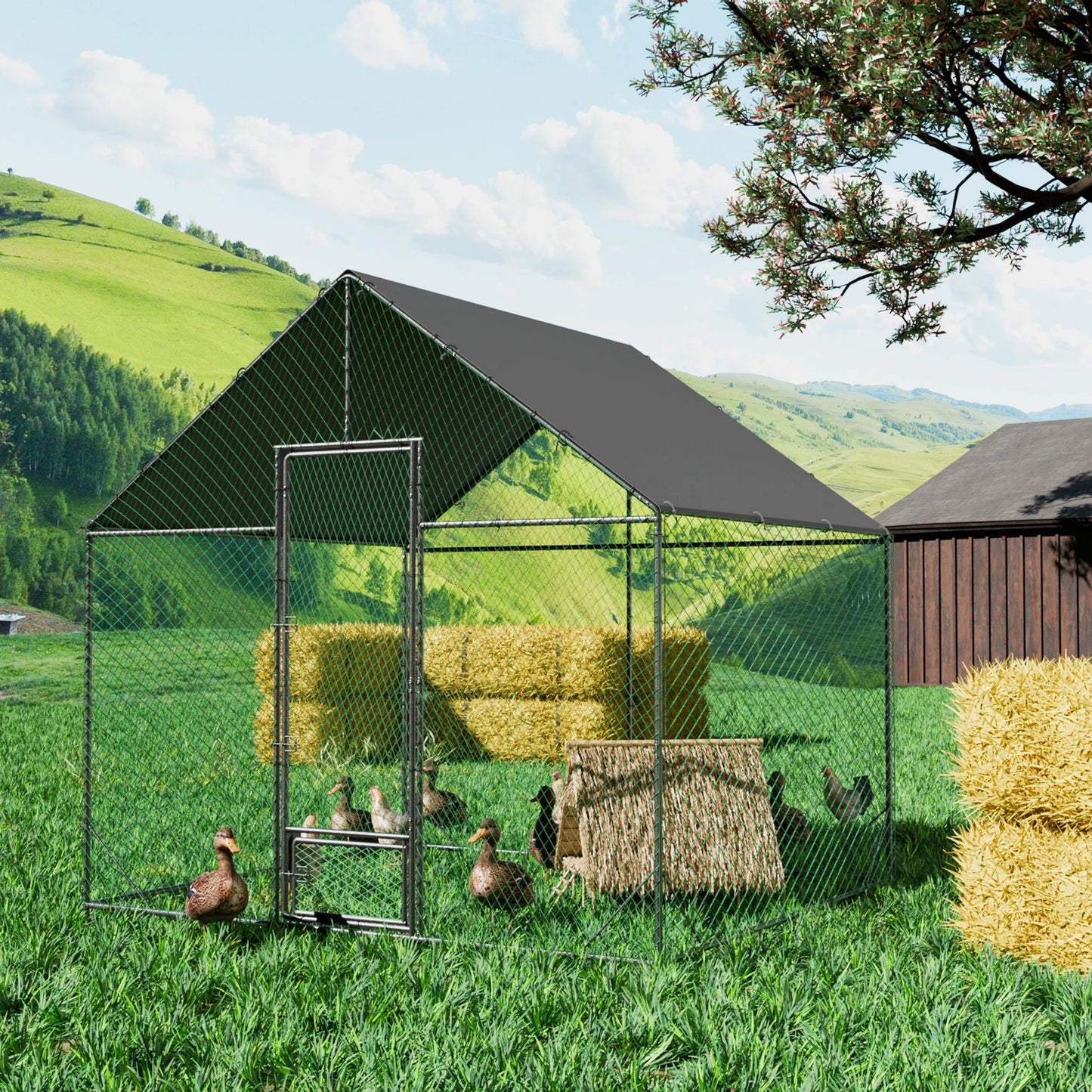 BORWART Chicken Coop With Upgraded Iron Tub And Waterproof Cover
