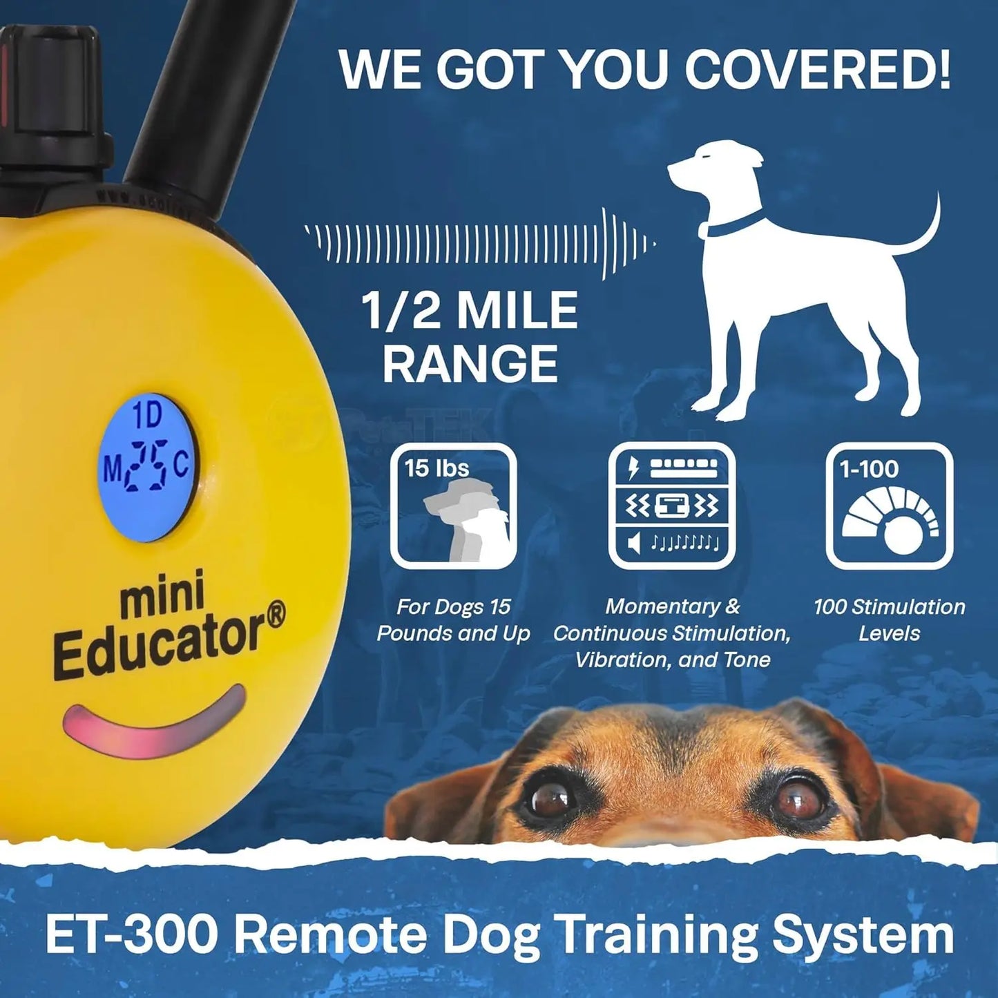 Remote Dog Training Collar Waterproof With 1/2 Mile Range