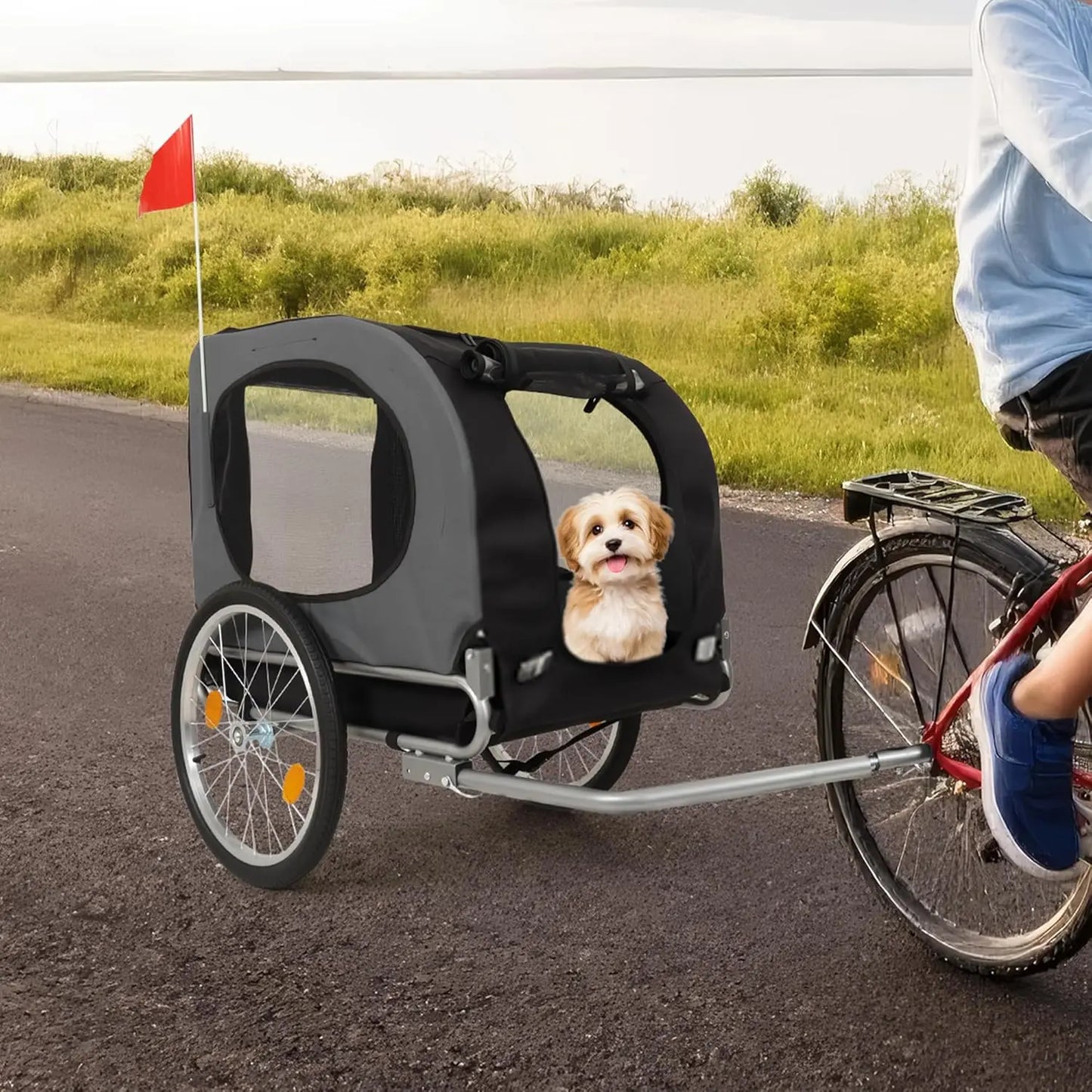 HiMISS Durable Steel Bike Trailer Pet Carrier With Folding Design