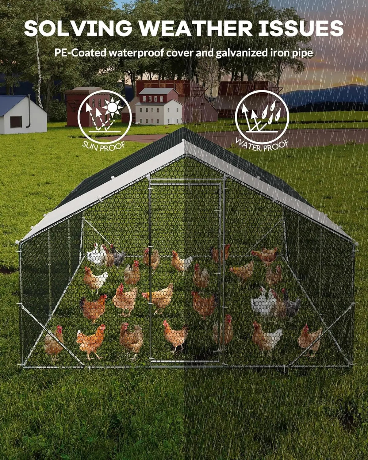 TWISTER.CK Chicken Coop Walk-In Metal Run With Waterproof UV Cover