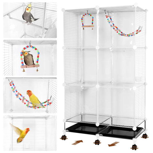APWIKOGER Bird Cage Rolling Stand For Parrots Cockatiels Conures