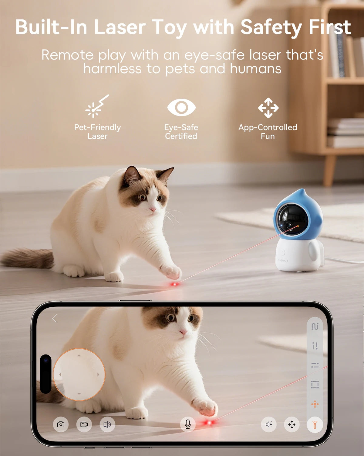 ZUMIMALL  5G/2.4G WiFi  Pet Camera with Laser light for Baby/Cats / Dogs (Plug in)360° Full-Room View, 2-Way Audio
