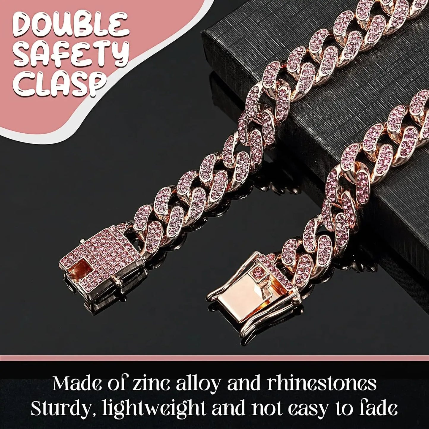 Dog Jeweled Cuban Link Collar For Pets Crystal Shine