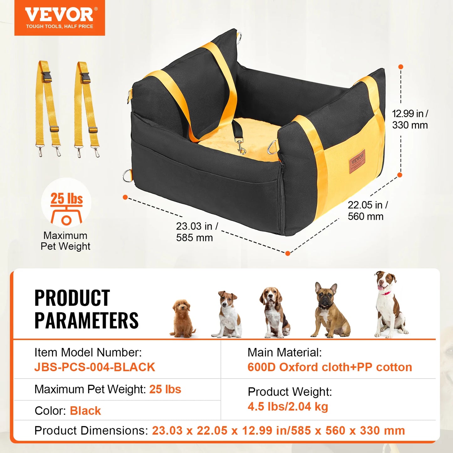 SucceBuy Dog Car Seat Waterproof Booster With Clip-On Safety Leash