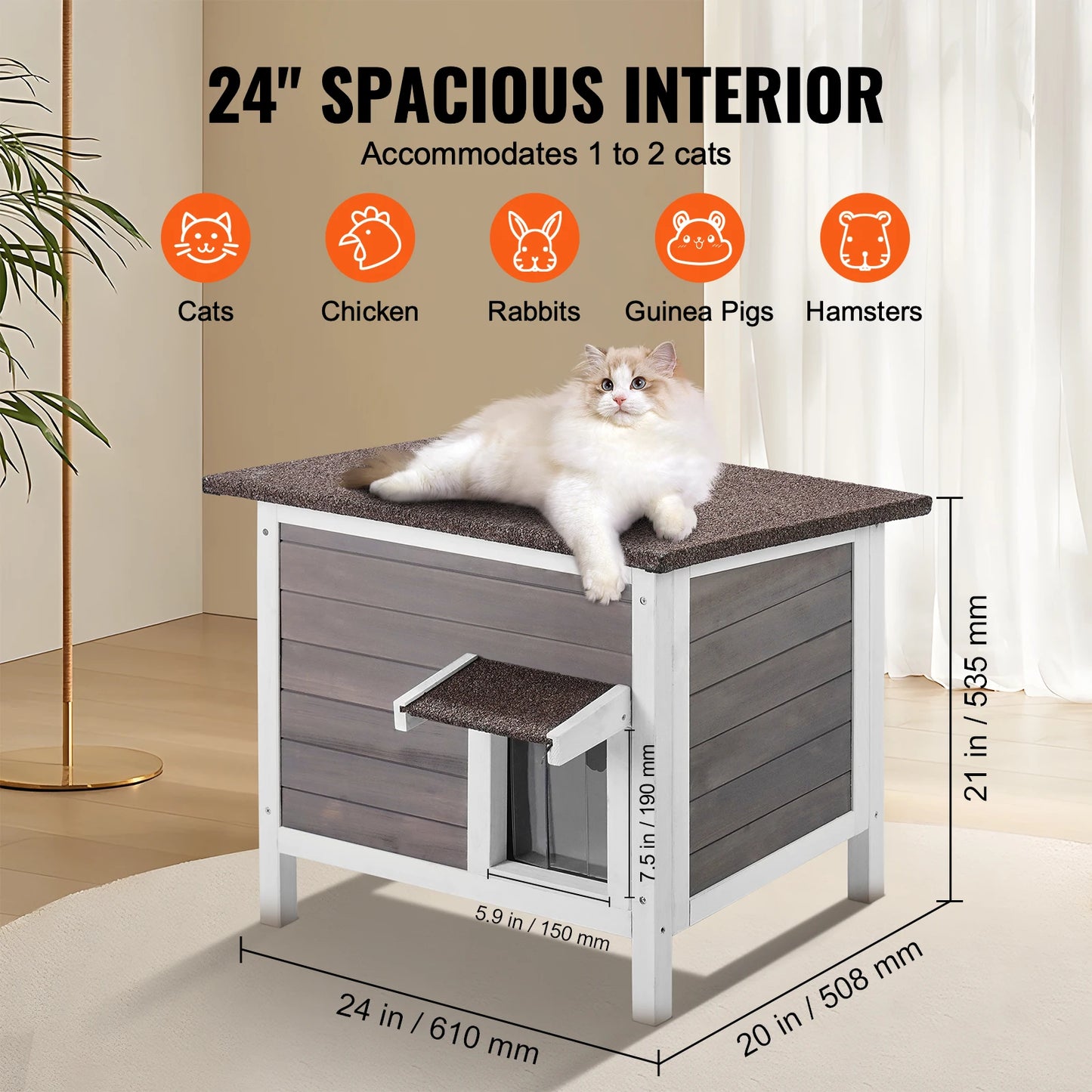 SucceBuy Outdoor Cat House Weatherproof Insulated Shelter