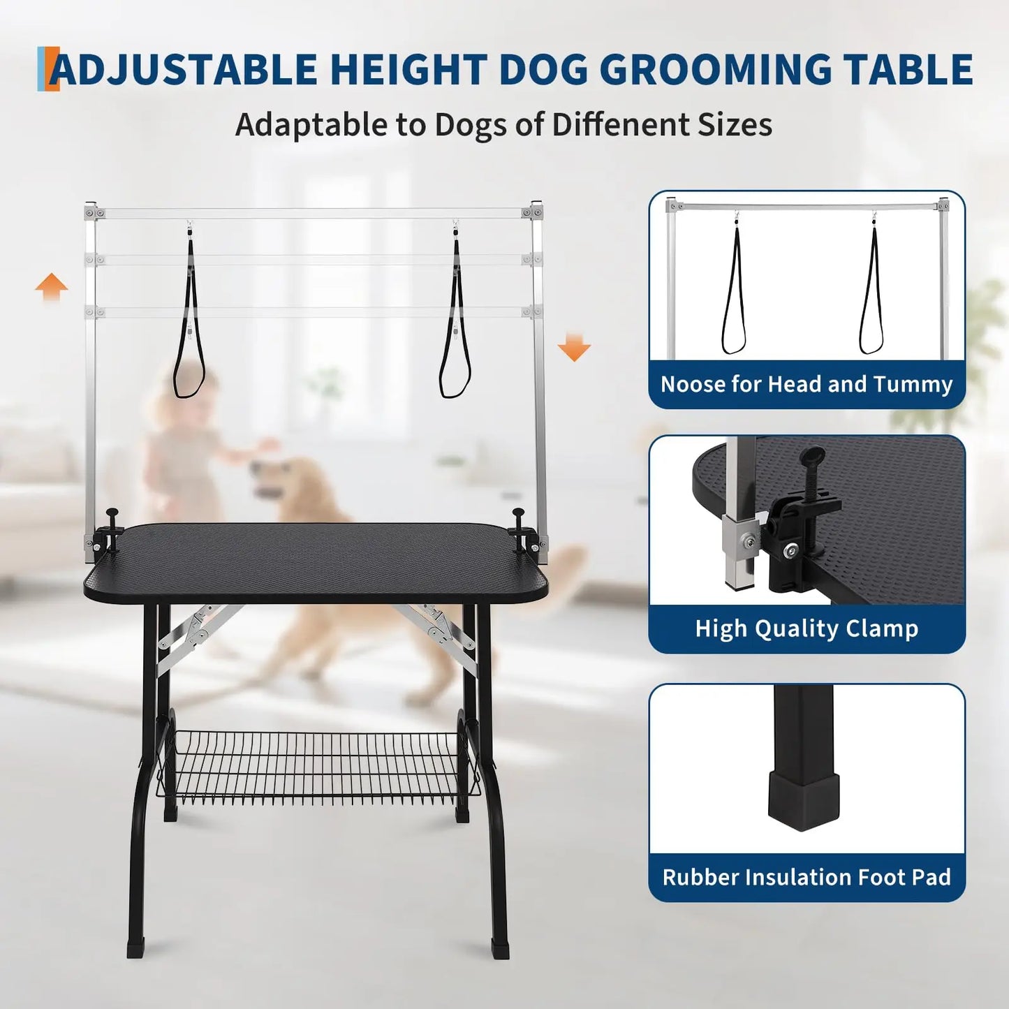 HiMISSCN Grooming Table for Dogs Foldable with Adjustable Arms