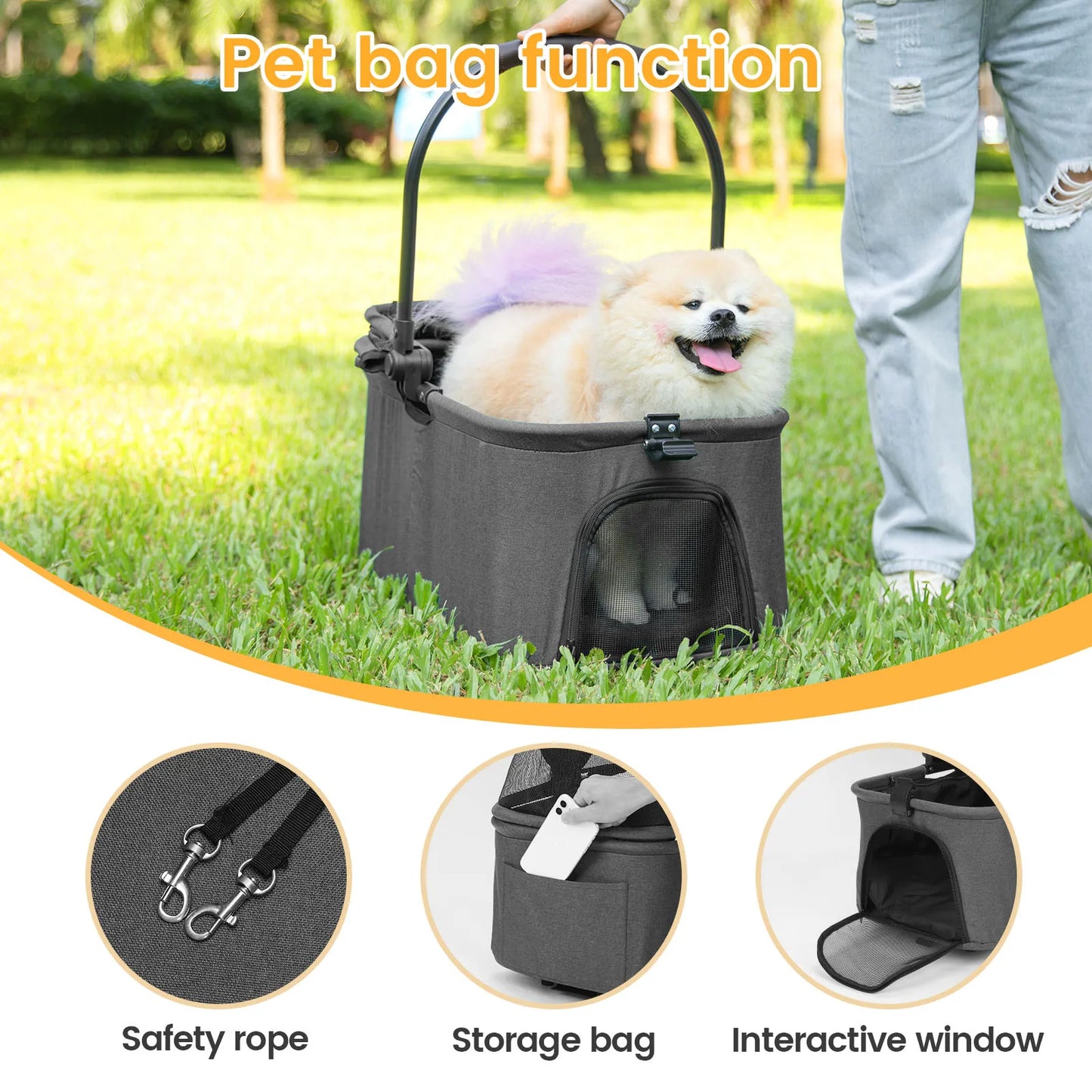 Wedyvko Pet Stroller Luxury Premium Detachable Cup Holder