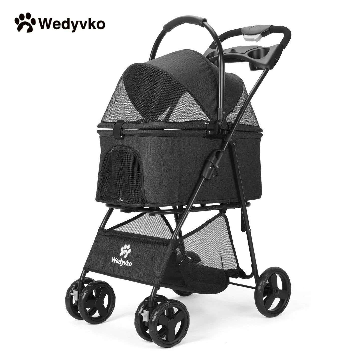 Wedyvko Pet Stroller Luxury Premium Detachable Cup Holder