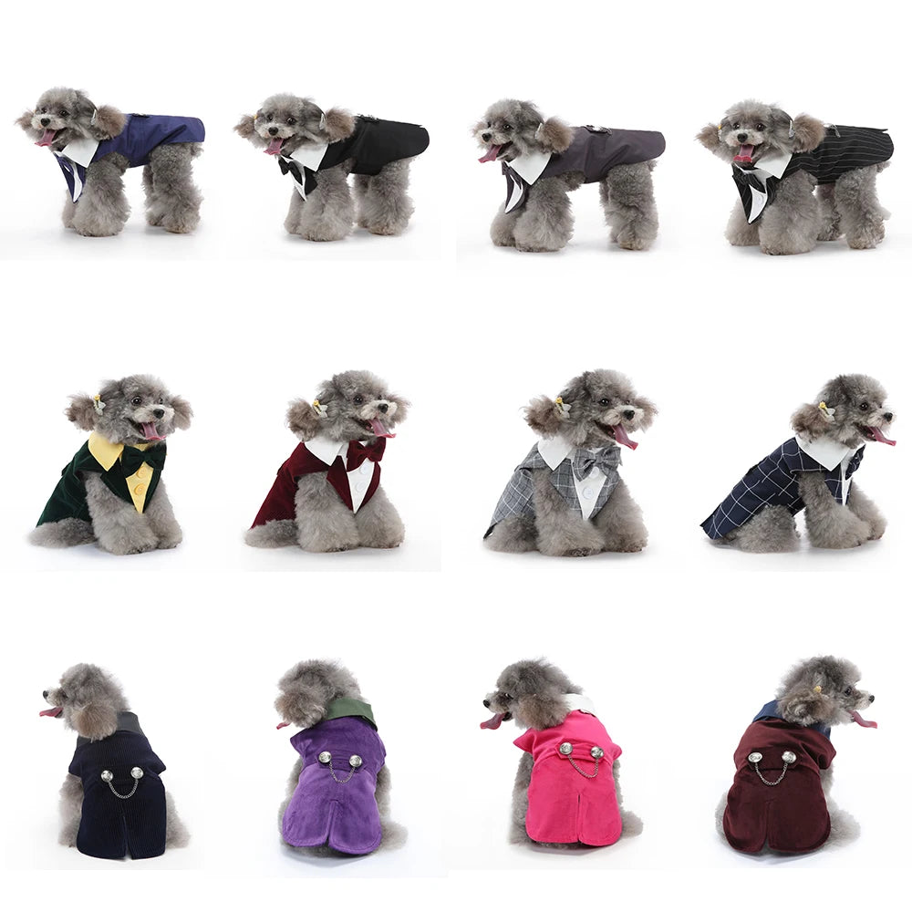 NONECN Dog Wedding Tuxedo Costume Striped Polyester Pet Suit
