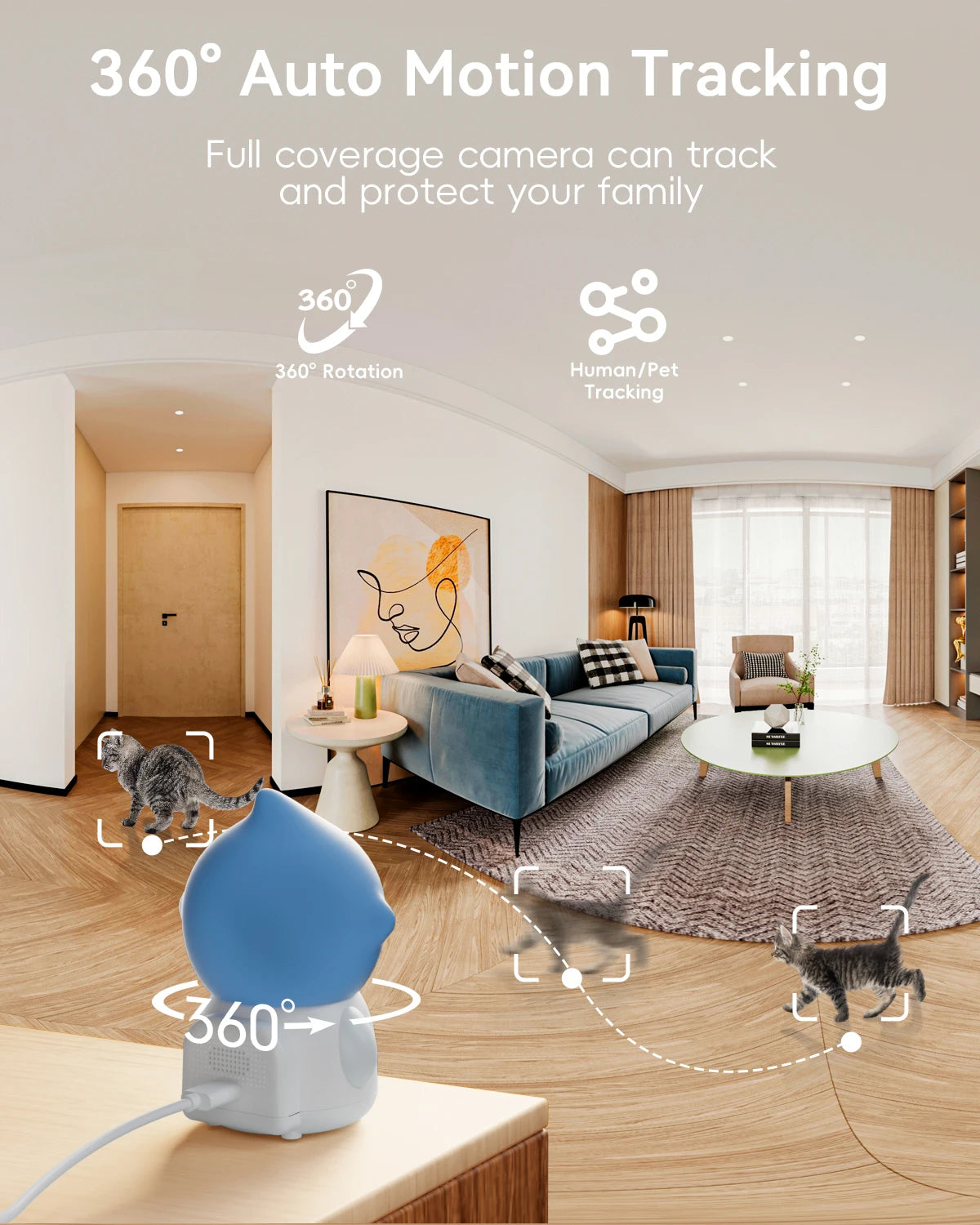 ZUMIMALL  5G/2.4G WiFi  Pet Camera with Laser light for Baby/Cats / Dogs (Plug in)360° Full-Room View, 2-Way Audio