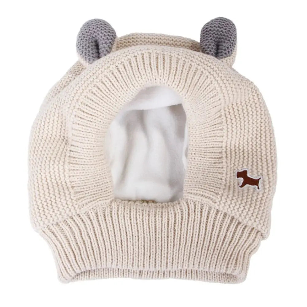 Dog Earmuffs Knitted Fleece Hat For Anxiety Relief Winter Warm