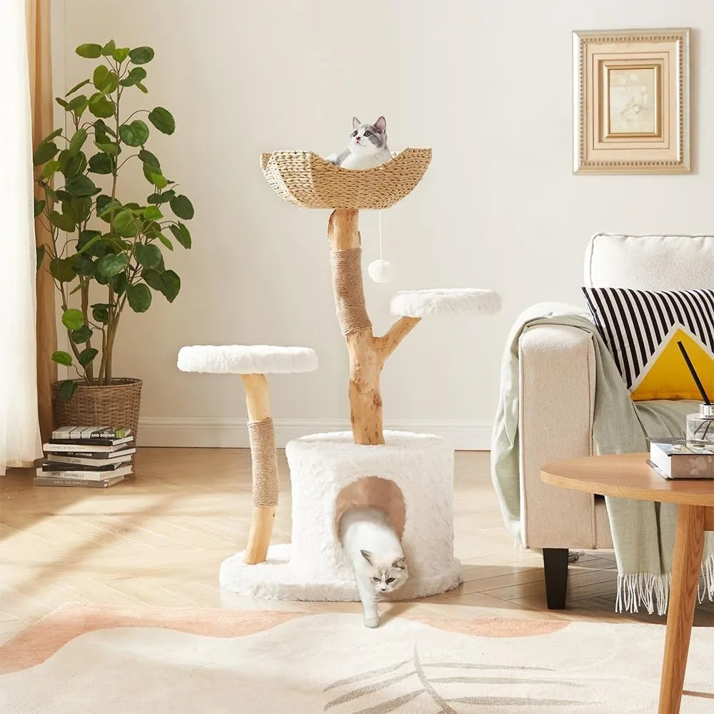 DAFIFY Cat Tree Tower Solid Wood Branch Luxury Condo