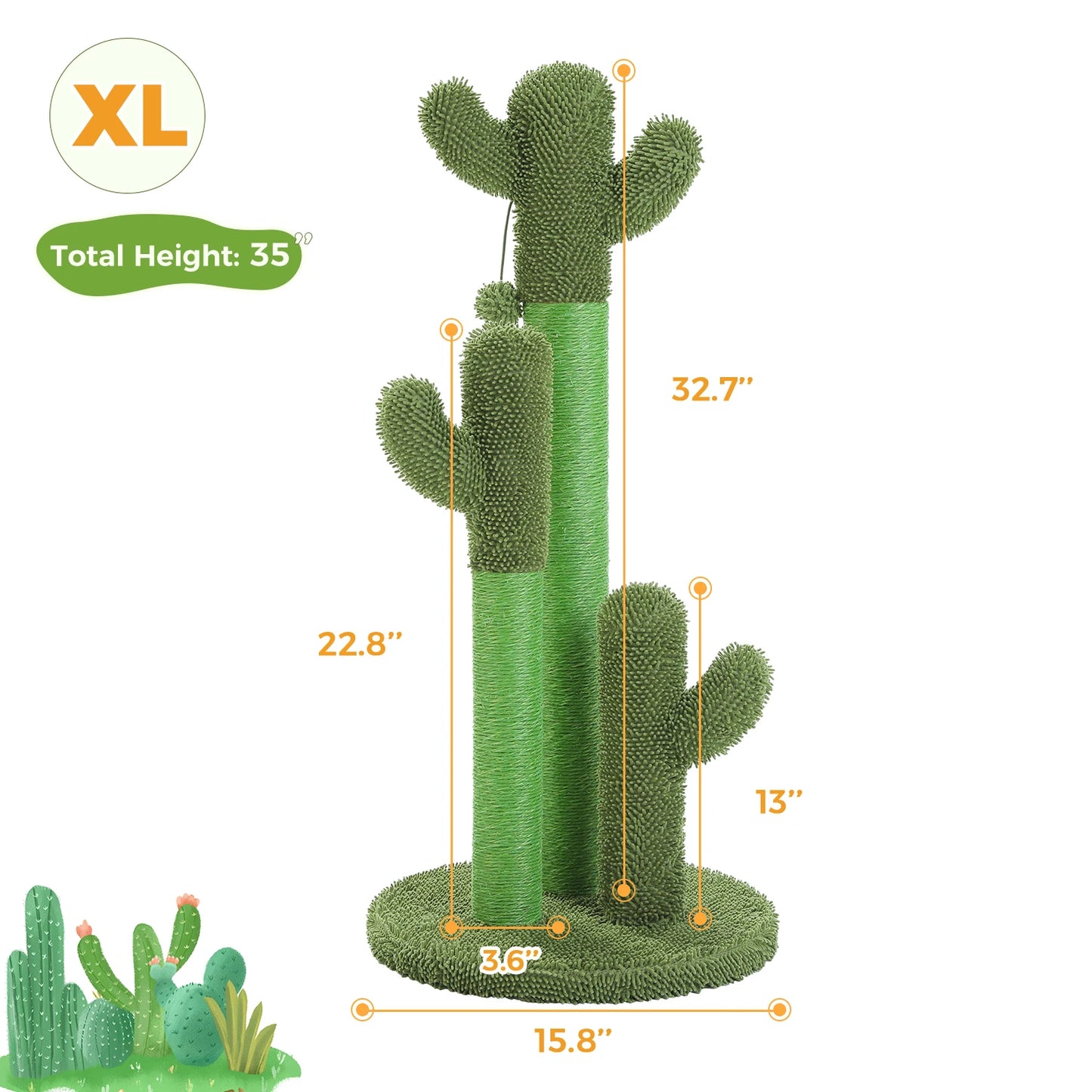 PEQULTICN Cat Tree With Cactus Design and Indoor Scratching Post