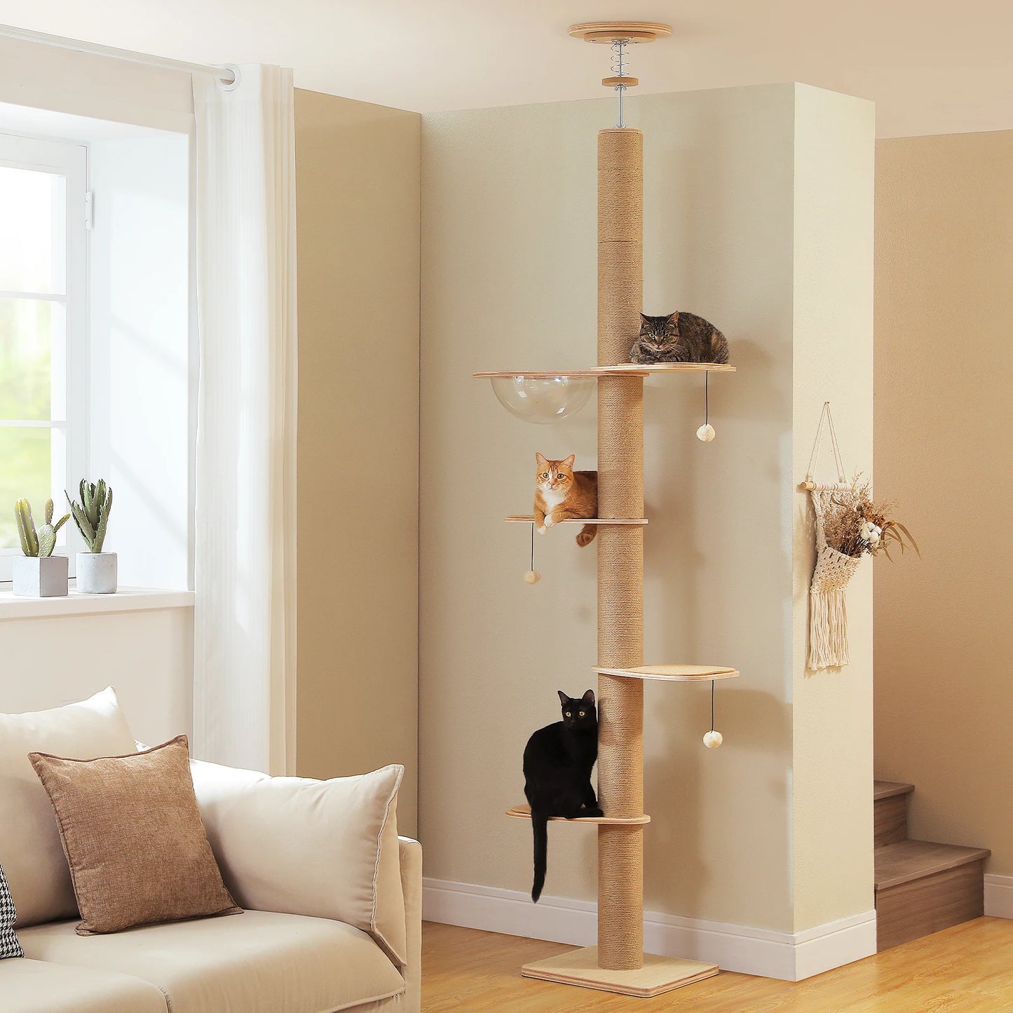 PAWZ Road Cat Tree With Adjustable Height Wooden Scratching Posts