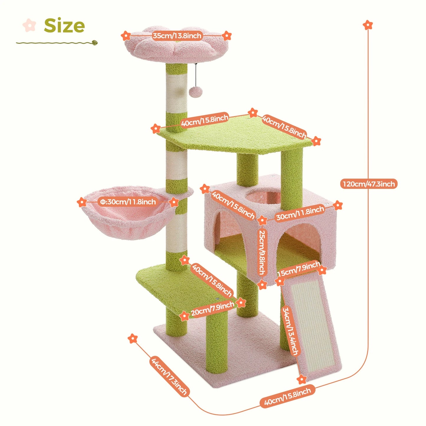 PAWZ Road Flower Cat Tree Multi-Level Sisal Scratching Posts