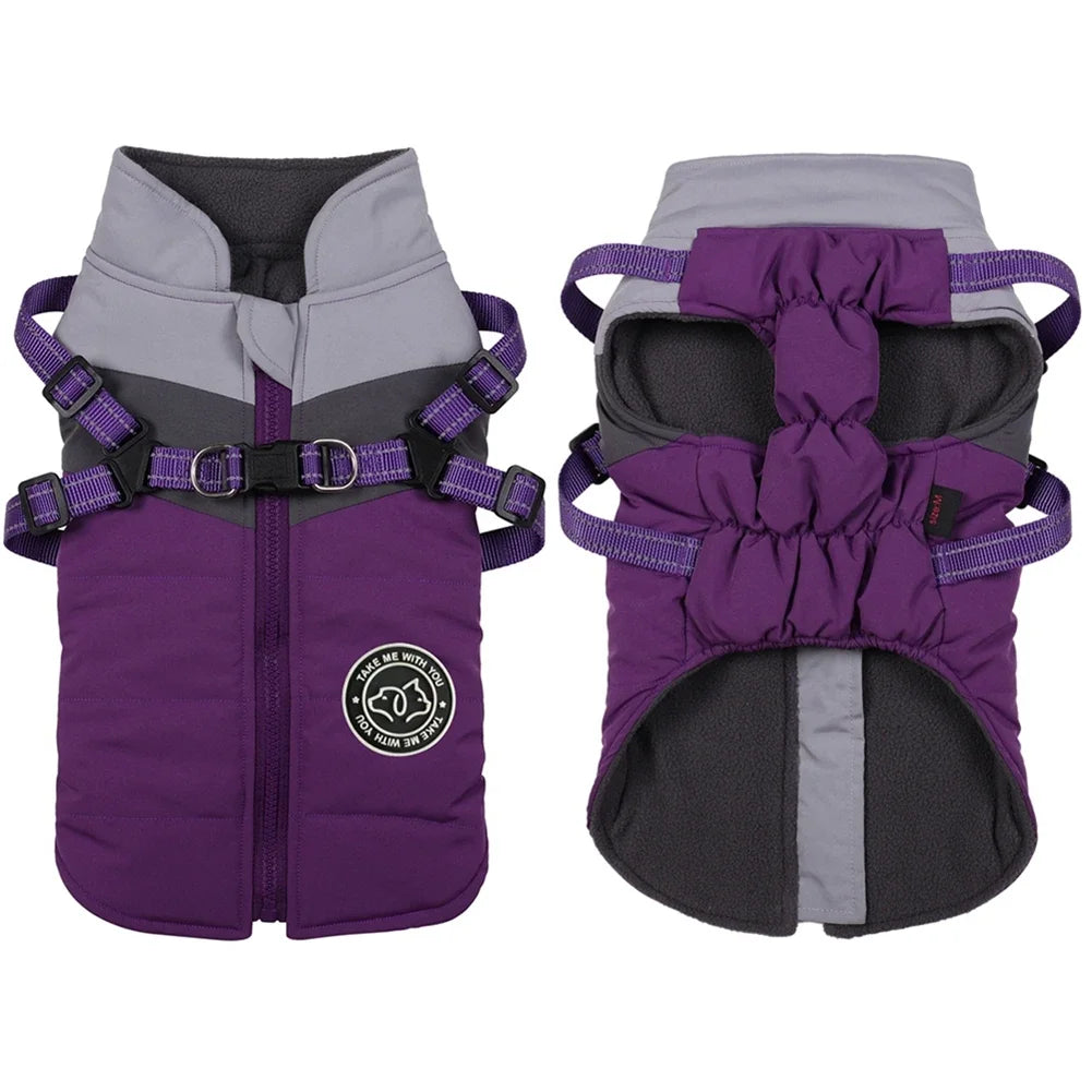 Winter Dog Harness Vest Waterproof Polyester For Pets