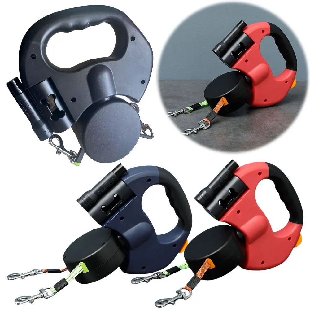 Alloet Dog Leash Double Headed Traction Rope With LED