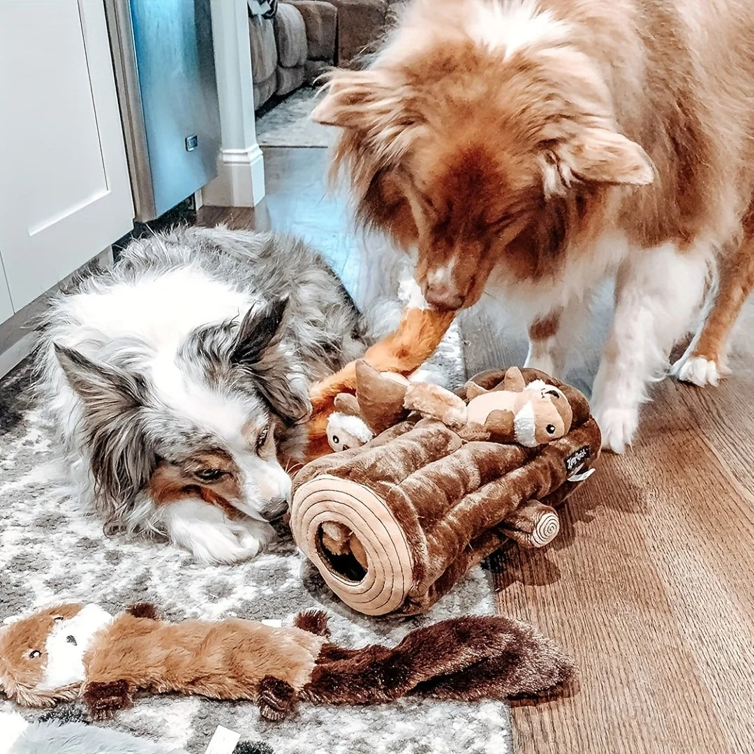 Dog Toy Plush Squirrel Hide-and-Seek Puzzle Durable Safe Chewing