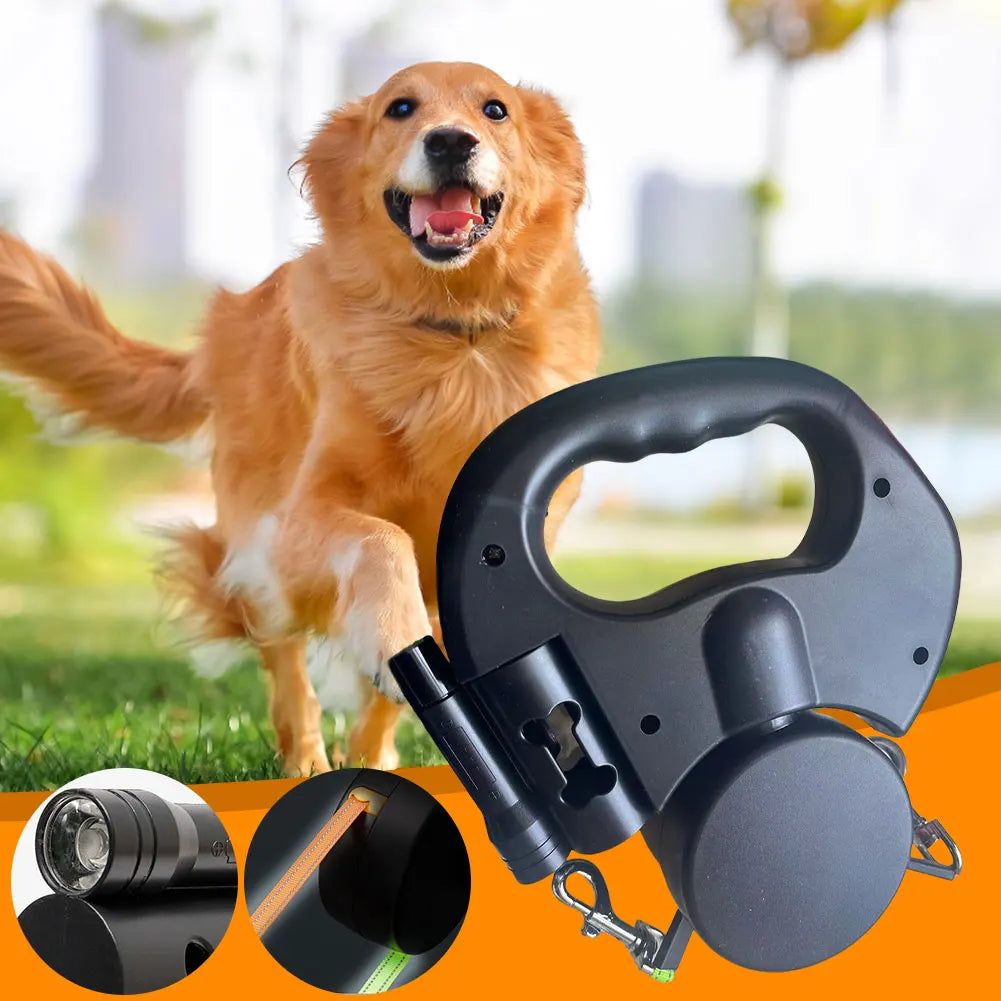 Alloet Dog Leash Double Headed Traction Rope With LED