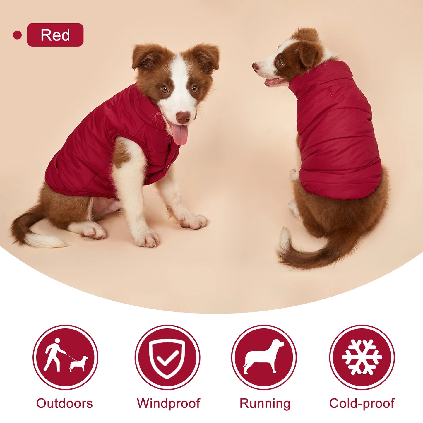 Dog Jacket Fleece-Lined Winter Coat For Outdoor Cold Weather