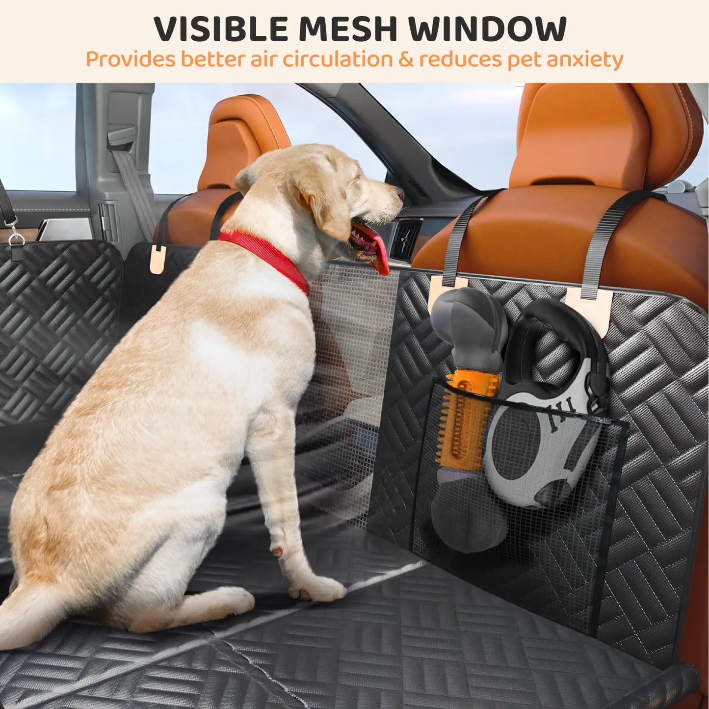 NONECN Car Back Seat Dog Cover With Hard Bottom Extender