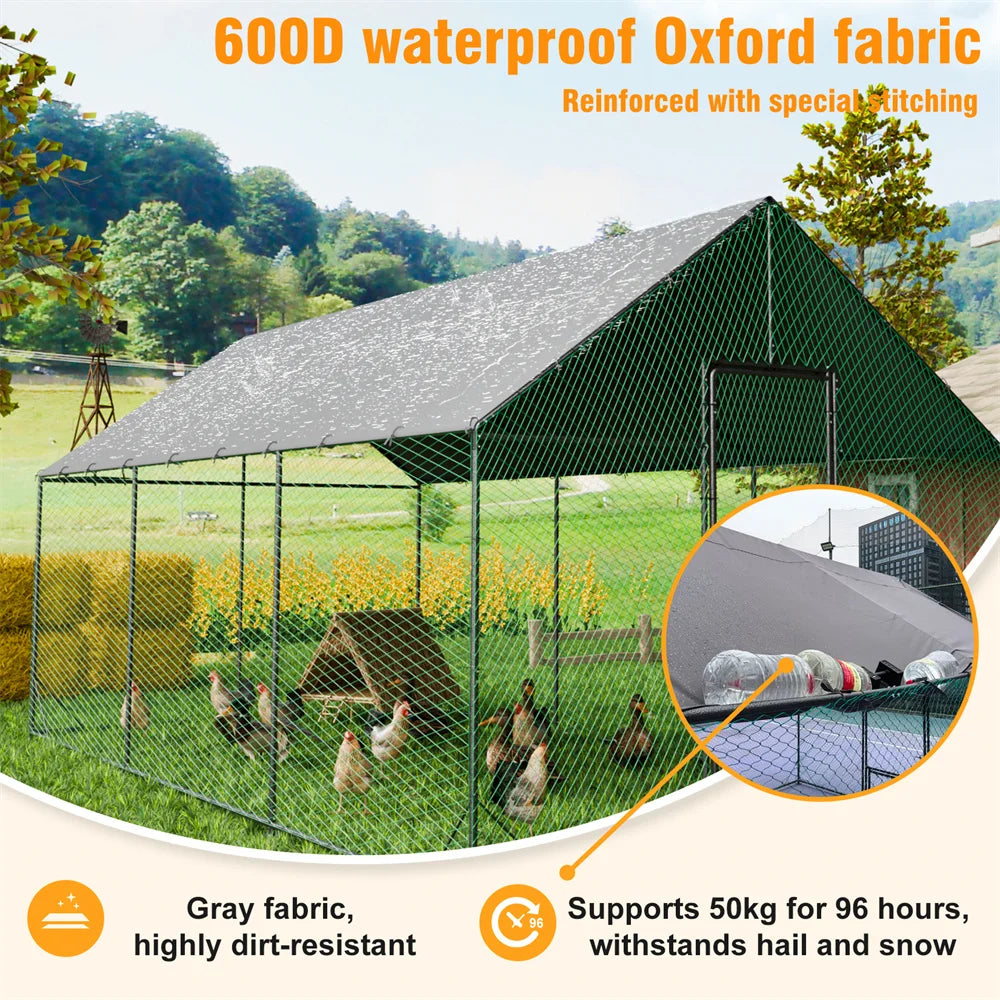 BORWART Chicken Coop With Upgraded Iron Tub And Waterproof Cover