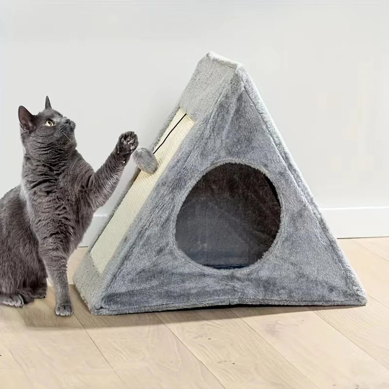 NONECN Cat Bed With Sisal Scratching Board And Plush Ball
