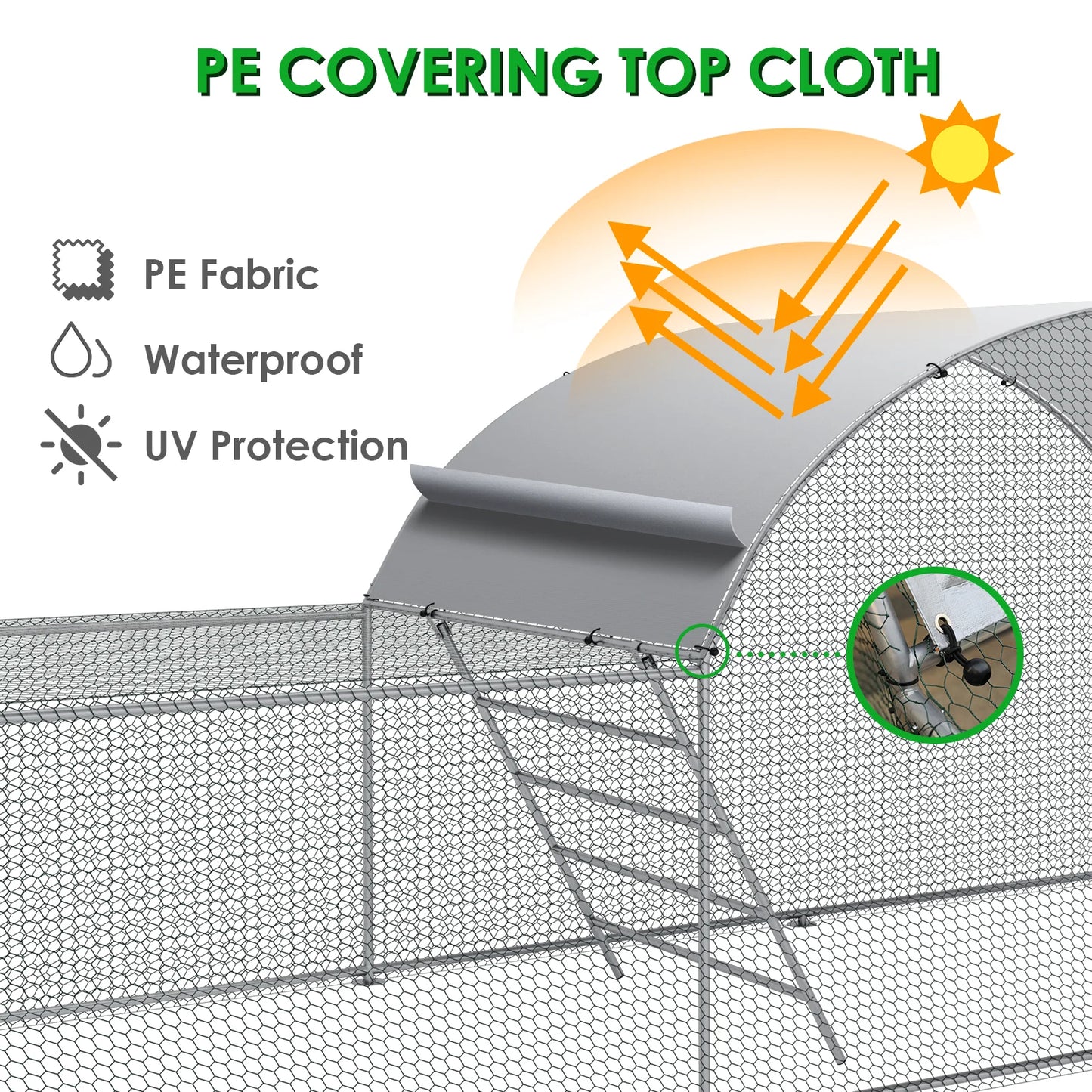 Chicken Coop Walk-In Galvanized Dome-Roof 3-Room Pen