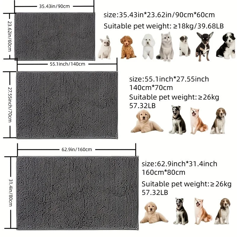 Dog Door Mat Absorbent Microfiber Non-Slip Muddy Paw Cleaner