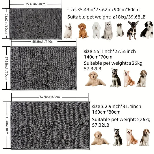 Dog Door Mat Absorbent Microfiber Non-Slip Muddy Paw Cleaner