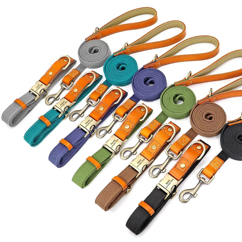 PET ARTIST Nylon Dog Collar Leash Set With Personalization