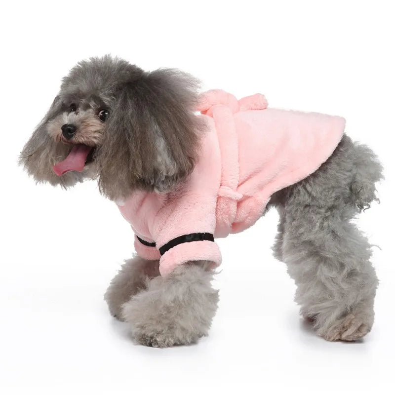 Dog Bathrobe Hooded Polyester Pajama Style For Dogs