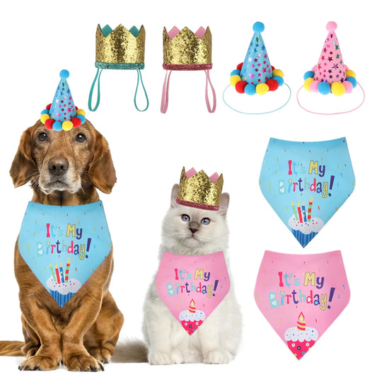 YTYINCN Pet Birthday Cap Sequin Headwear for Dogs Cats