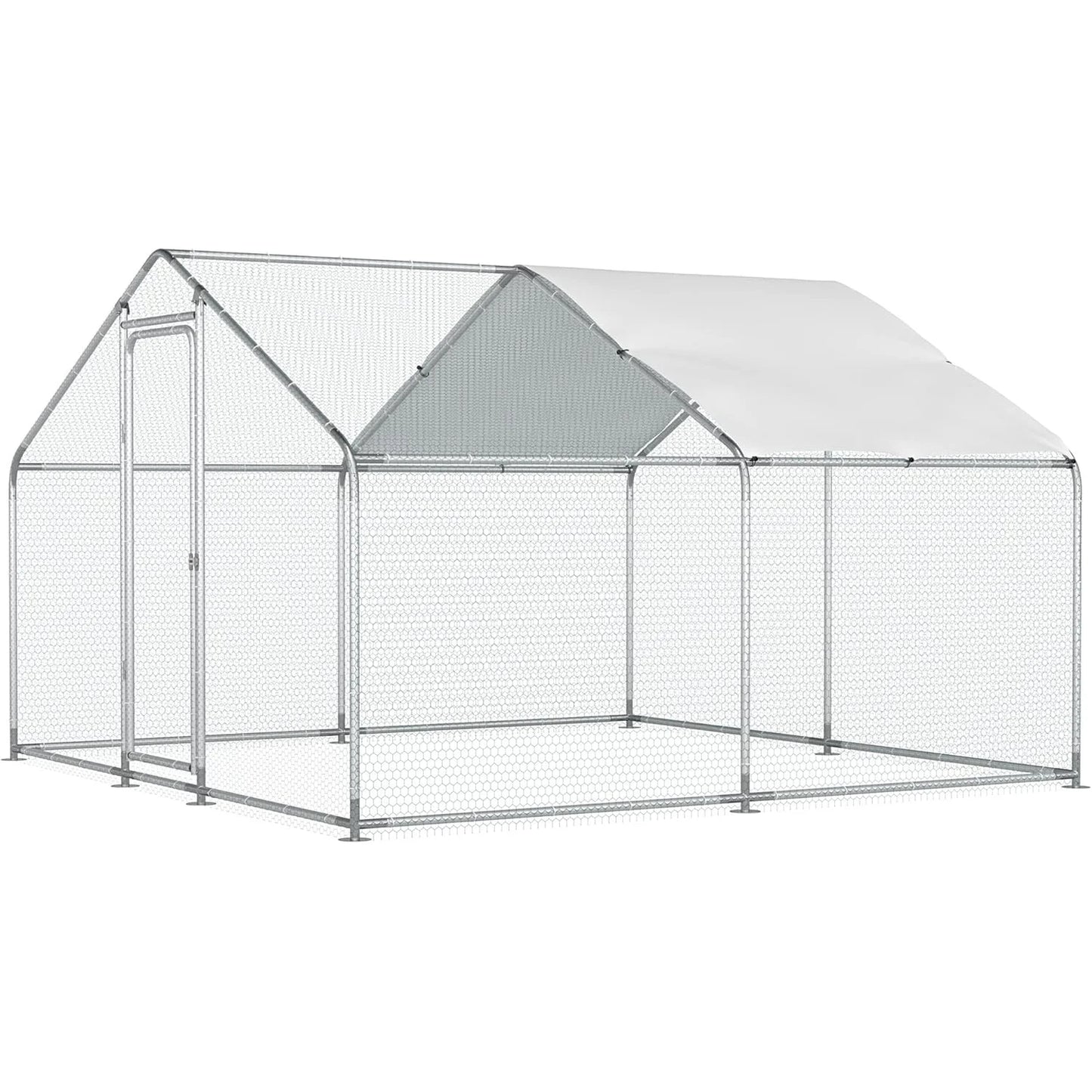 Chicken Coop Walk-In Metal Run With Waterproof Cover